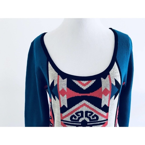Flying Tomato | Womens Size M Sweater Dress Aztec Fitted Slimming Pullover - Picture 8 of 11